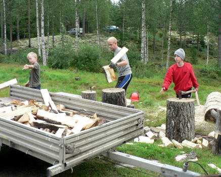 Vedklyvning av grabbarna
